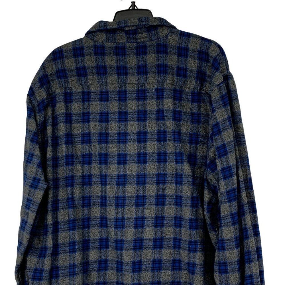 Mens Sonoma Plaid Flannel Shirt XL Cotton 2941 Blue Gray Button Up - Picture 4 of 5